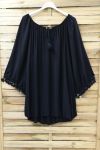 TUNIC OVERSIZE HAS FRINGES 0760 BLACK