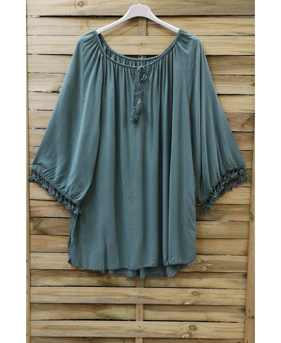 TUNIC OVERSIZE HAS FRINGES 0760 KHAKI