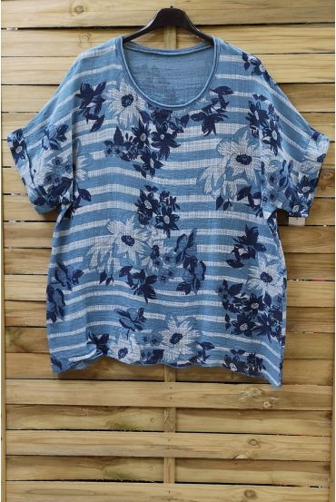 LARGE SIZE TUNIC PRINTED 0761 BLUE