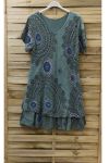 LARGE SIZE DRESS PRINTED 0802 MILITARY GREEN