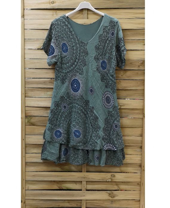 LARGE SIZE DRESS PRINTED 0802 MILITARY GREEN