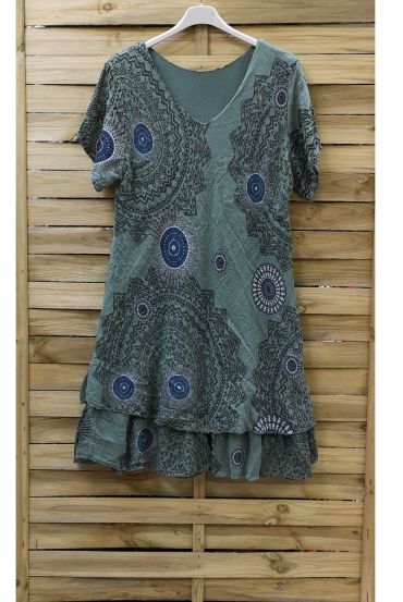 LARGE SIZE DRESS PRINTED 0802 MILITARY GREEN