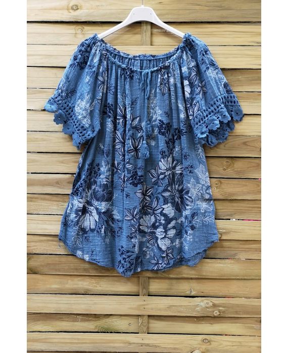 LARGE SIZE TOP PRINT LACE 0799 BLUE