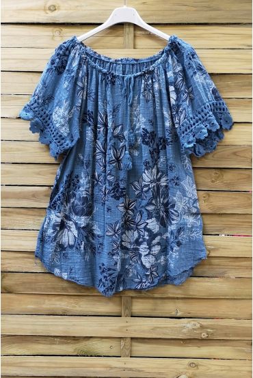 GROOT FORMAAT BOVEN PRINT LACE 0799 BLAUW