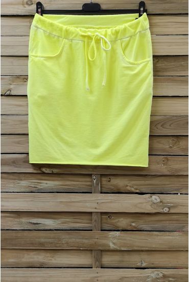 JUPE EFFET DELAVE 2 POCHES 0809 JAUNE FLUO