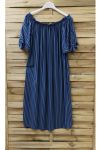 ROBE RAYEE ENCOLURE SUR EPAULES 0810 BLEU