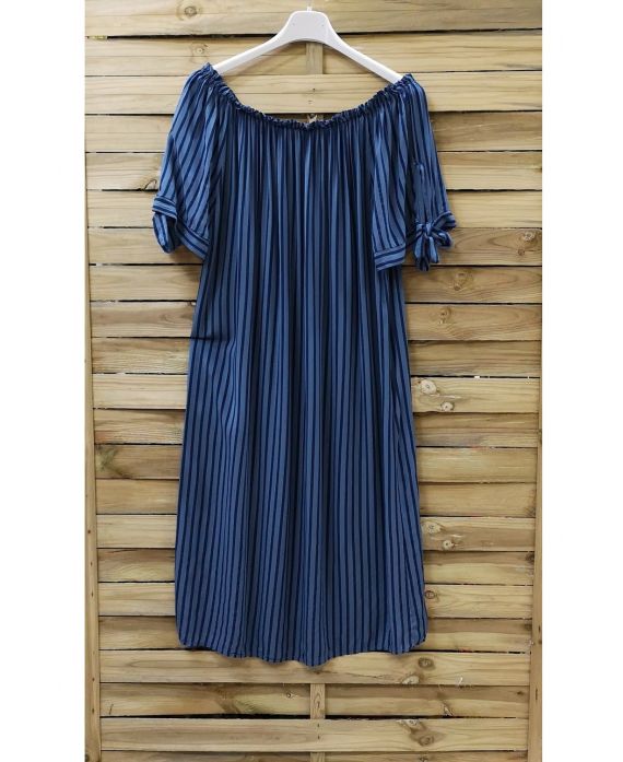 ROBE RAYEE ENCOLURE SUR EPAULES 0810 BLEU