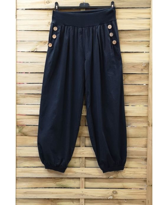 GRANDE TAILLE PANTALON 2 POCHES BOUTONS 0815 NOIR