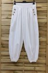 GRANDE TAILLE PANTALON 2 POCHES BOUTONS 0815 BLANC