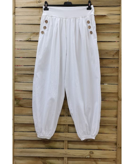 GRANDE TAILLE PANTALON 2 POCHES BOUTONS 0815 BLANC