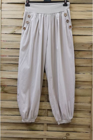 PANTALONES DE CINTURA ALTA 2 BOLSILLOS CON BOTONES 0815 BEIGE