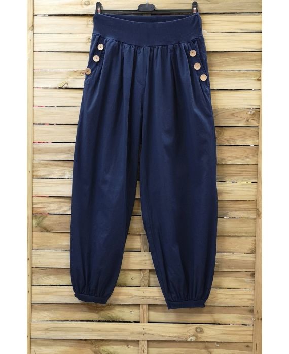 GRANDE TAILLE PANTALON 2 POCHES BOUTONS 0815 BLEU MARINE