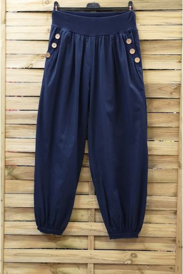 GRANDE TAILLE PANTALON 2 POCHES BOUTONS 0815 BLEU MARINE