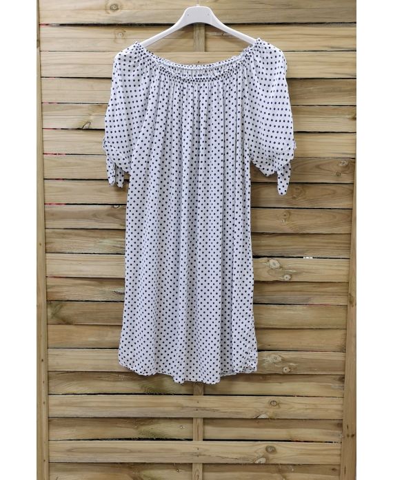 VESTIDO DE ESCOTE ELASTIQUEE 0819-BLANCO