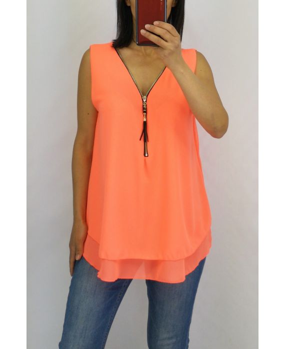 TOP ZIP POSTERIORE ATTRAVERSA 0794 ARANCIO FLUO