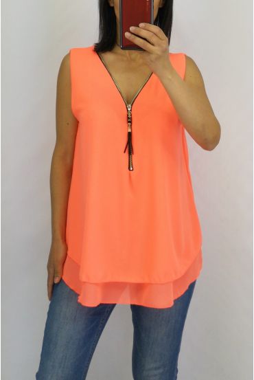 TOP CREMALLERAS EN LA ESPALDA CRUZA 0794 ORANGE FLUO