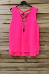 TOP RITSEN TERUG KRUISEN 0794 NEON ROZE