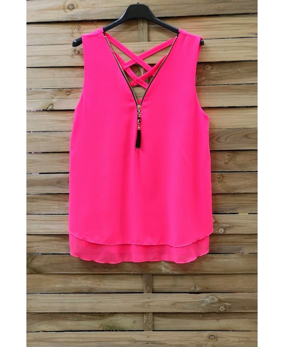 TOP RITSEN TERUG KRUISEN 0794 NEON ROZE