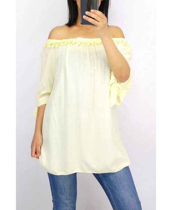 TOP ENCOLURE FANTAISIE ELASTIQUEE 0757 JAUNE