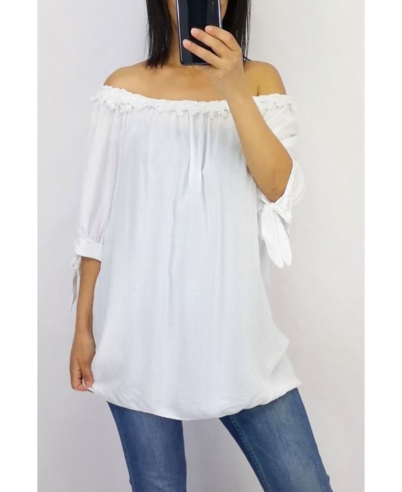 TOP SCOLLO FANTASIA ELASTIQUEE 0757 BIANCO