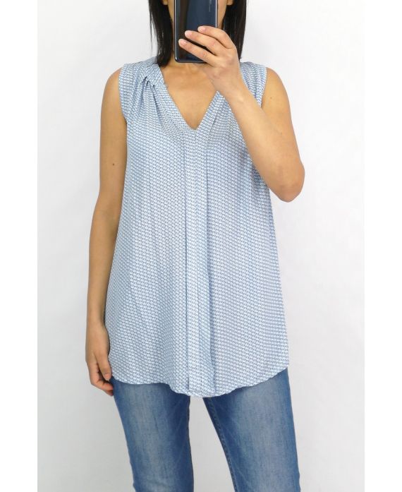 BLUSE DRUCKT 0821 HELLBLAU