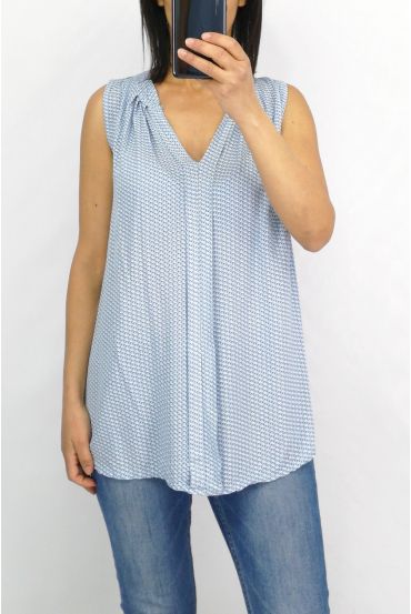 BLUSE DRUCKT 0821 HELLBLAU