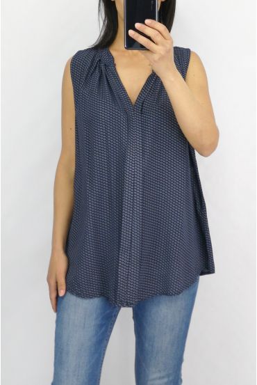 BLUSE DRUCKT 0821-MARINE-BLAU