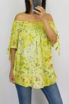 TOP FLORAL ENCOLURE ELASTIQUEE 0772 JAUNE