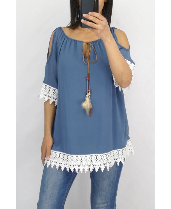 LACE TOP 0834 BLAUW