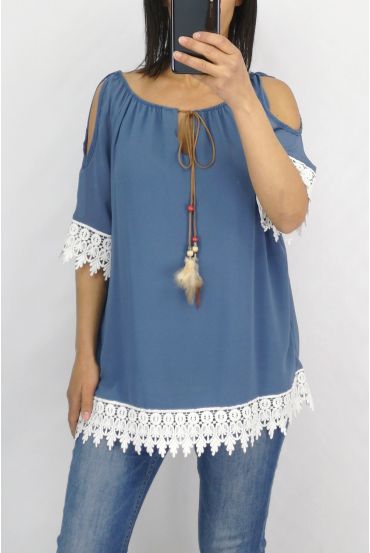 LACE TOP 0834 BLAUW