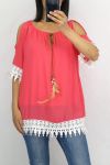 LACE TOP 0834 CORAL