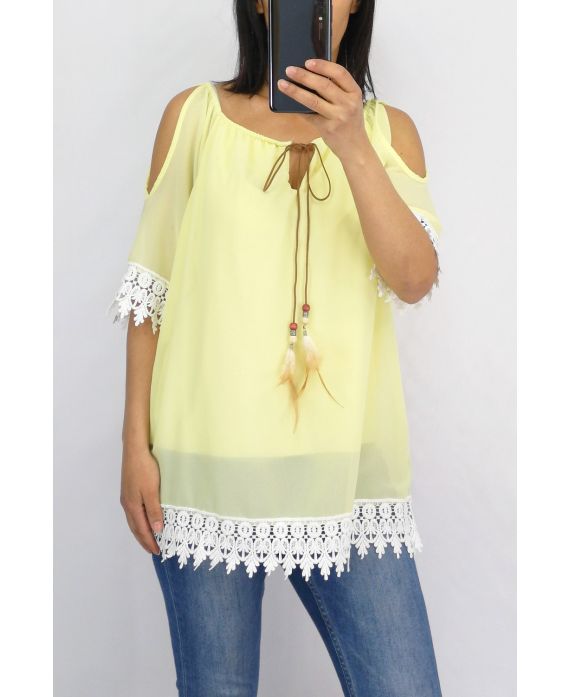 LACE TOP 0834 YELLOW