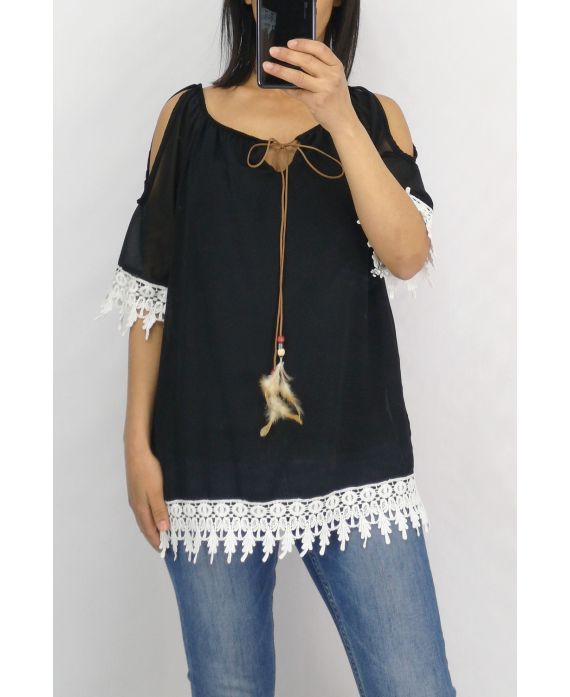 LACE TOP 0834 BLACK