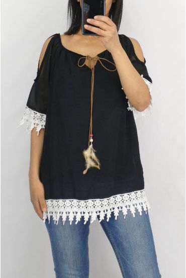 LACE TOP 0834 BLACK