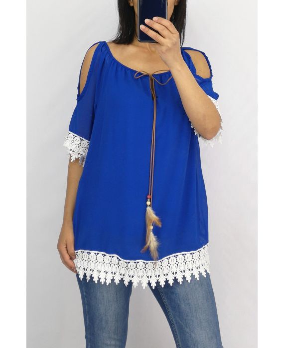 LACE TOP 0834 ROYAL BLUE