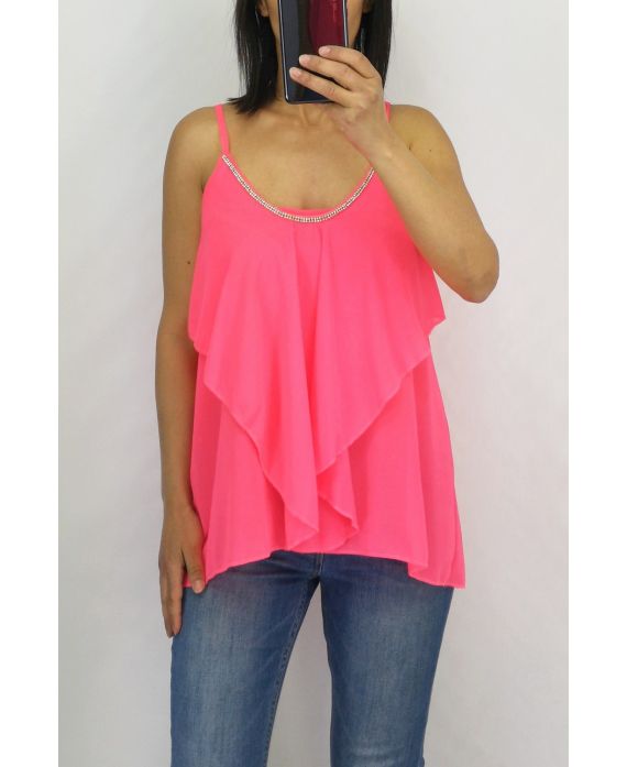 TOP WATERFALL RHINESTONE 0835 NEON PINK