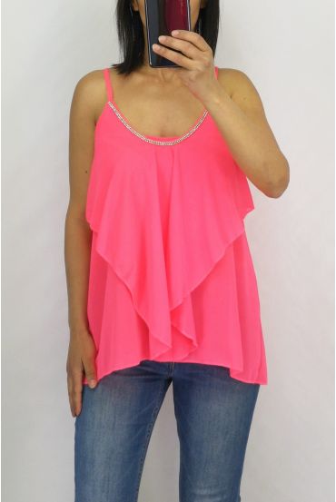 TOP WATERFALL RHINESTONE 0835 NEON PINK