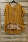 LARGE SIZE TUNIC CLOAKING RAYEE + NECKLACE 0786 MUSTARD