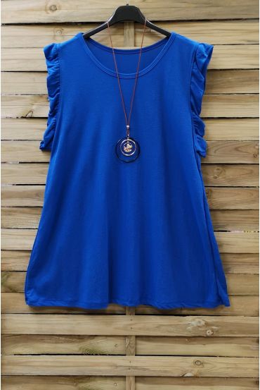 GRANDE TAILLE TOP + COLLIER 0831 BLEU ROYAL