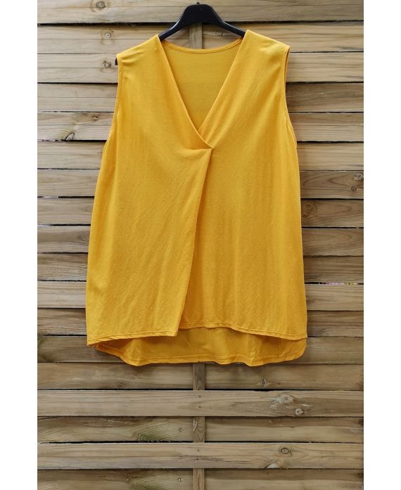 LARGE SIZE TOP V-NECK 0832 YELLOW