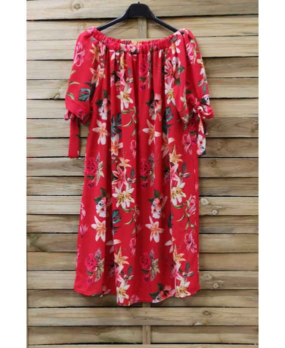 KLEID GEDRUCKT BLUMEN 0837 ROT