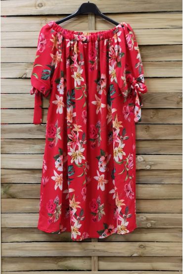 JURK PRINTS VAN BLOEMEN 0837 ROOD