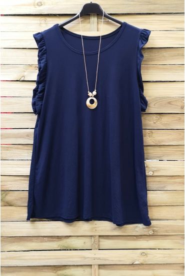 GRANDE TAILLE TOP + COLLIER 0831 BLEU 