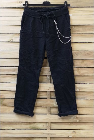 PANTALONES DE EFECTO PLISADO 0856 NEGRO