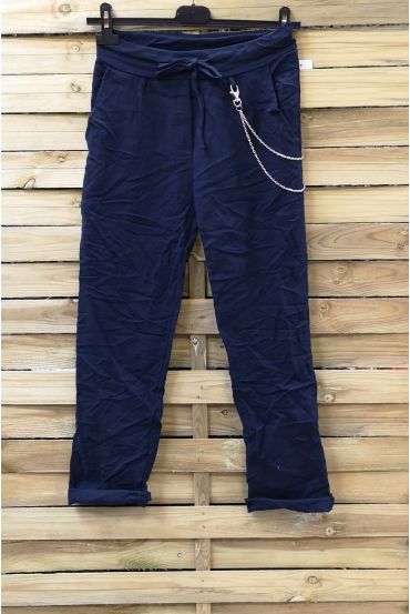 BROEK EFFECT GEPLOOIDE 0856 NAVY BLAUW