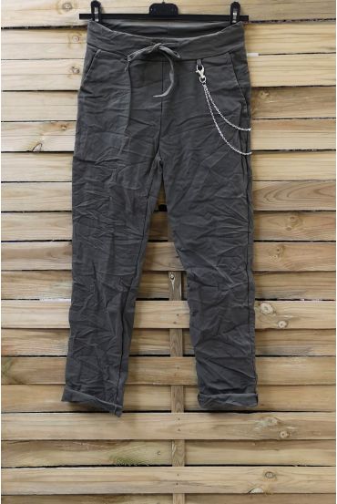 PANTALON EFFET PLISSE 0856 VERT MILITAIRE