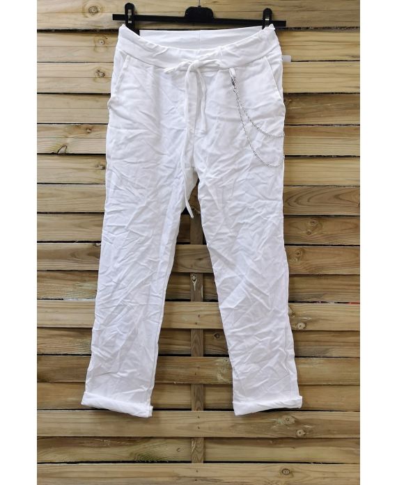 PANTALONES DE EFECTO PLISADO 0856 BLANCO