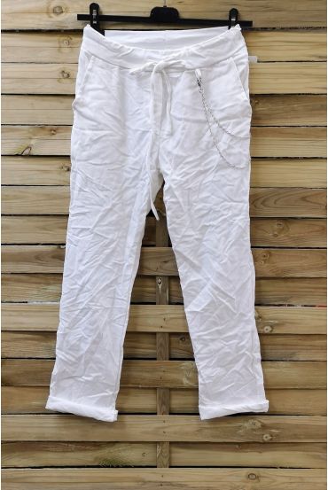 PANTALONES DE EFECTO PLISADO 0856 BLANCO