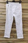 PANTALONES DE EFECTO PLISADO 0856 BLANCO