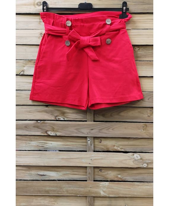 SHORT TAILLE HAUTE 0857 ROUGE